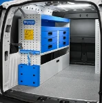 02_Parete sinistra di Ford Connect con ripostiglio, cassetti e ripiani 