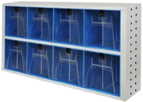 Cassettiera con elementi trasparenti ribaltabili